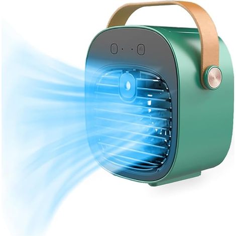 Grüne, tragbare Klimaanlage, Mini-Wasserventilator, leiser Ventilator mit drei Geschwindigkeitsstufen, USB-Tischventilator (grün) (1/3)