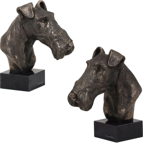 Fox Terrier a pelo duro - statuetta di cane, busto su base di pietra, scultura, trofeo per una mostra canina di Art-Dog (1/5)