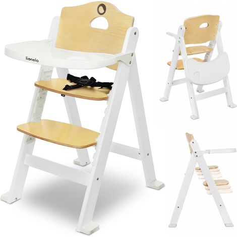 Chaise Haute Bébé Évolutive, 6 Mois-12 Ans, Blanc Naturel (1/5)