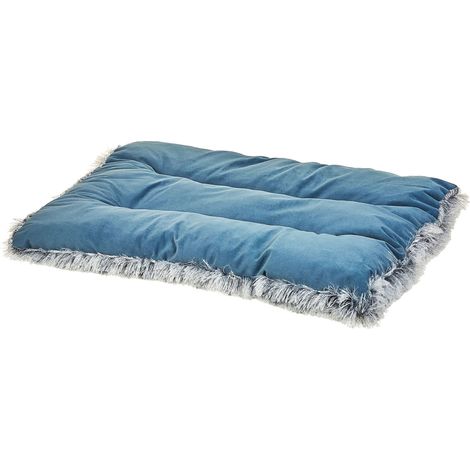 Cuccia animali letto per cani lettino gatti velluto blu con nappe 60 x 45 cm Ergani