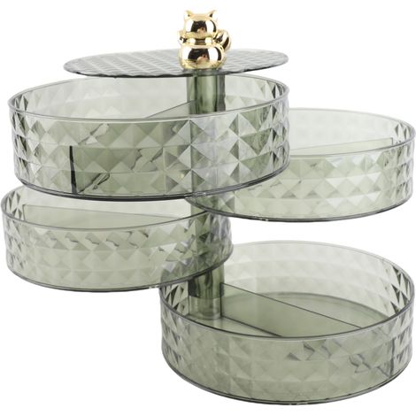 Boîte de rangement pour bijoux Rotative 4 étages avec couvercle anti-poussière pour dressing ou bureau (1/5)