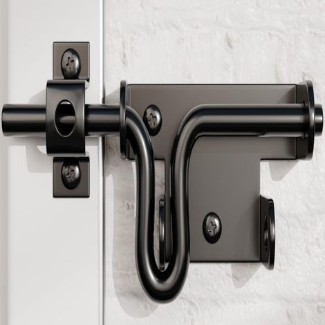 Verrou de porte coulissant Black American Fence, trou rond