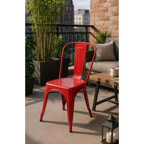 ORION91oficial® - Silla Acero BETA Rojo Apilable (85x43x45 cm) Estilo Industrial, Convertible a Taburete, Comedor, Hostelería, Oficina, Salón, Teletrabajo, Cocina - spaziOrion91 (1/5)