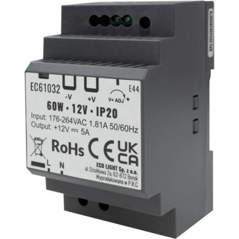 DIN-Schienen-Netzteil 60W 12V IP20 Premium Eco Light EC61032 (1/5)