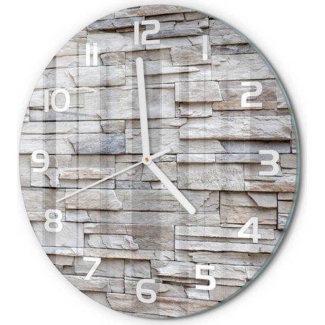 Horloge Murale Ronde Déco Moderne en Verre Silencieuse Salon Cuisine Mur de pierre fi 30 cm (1/5)