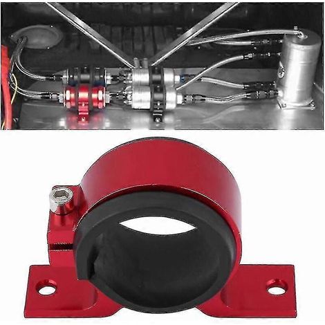 Kraftstoffpumpenhalterung, 50-mm-Öl-/Kraftstoff-/Benzinpumpen-Montagehalterung für Autos, aus Aluminiumlegierung, Einzelfilter-Montagehalterung, schwarz (rot) (1/5)