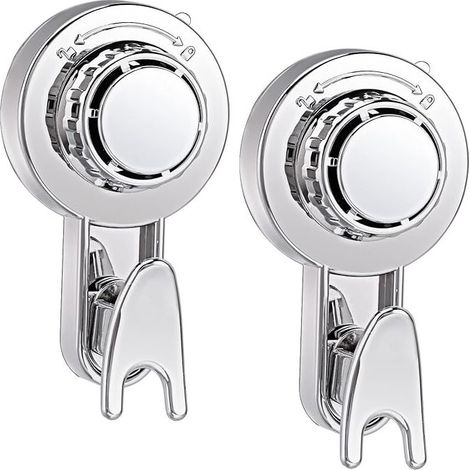 Lot de 2 Crochet à Ventouse Sous Vide Puissante Crochet Porte Torchon Serviette Salle de Bain Ventouse Murale Crochets Ventouse pour Cuisine Torchon Douche Fenêtre Verre (Argent)