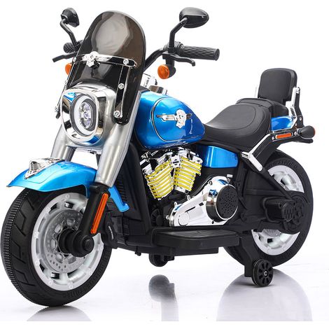 Moto Elettrica per Bambini Cruiser Acceleratore a Manubrio 12V 7Ah Blu Metallizzato