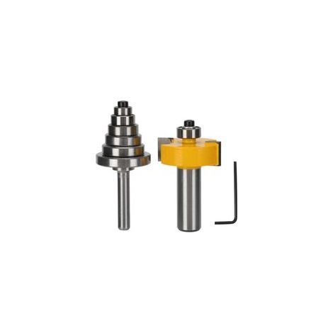 2 jeu de mèches de routeur à feuillure argent jaune Type T fraise à Tenon à feuillure tige de 1/2 pouces (1/5)
