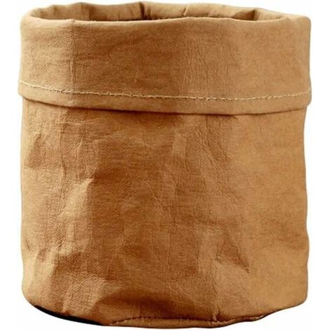 Sac de rangement multifonction en papier kraft lavable pour bureau, pot de fleurs, sac de décoration, récipient réutilisable pour le rangement de la maison (marronM) (1/5)