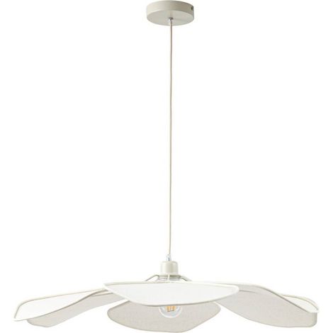 Lindby Lámpara colgante 'Marjorie' en Blanco de Textura, Tela, Tejido, Seda (1/5)