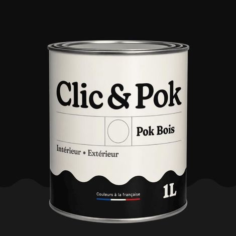 Peinture Bois Extérieur – POK BOIS - 1L - RAL 9005 - Noir foncé- Résistante aux intempéries - Ne s'écaille pas