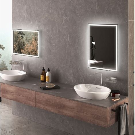 Espejo de baño LED 70 x 50 cm, antivaho, táctil, HAVRYA (1/4)