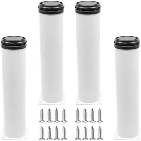 4x Pieds de Meuble Reglable Pieds de Table en Acier Inoxydable avec Vis Blanc - 30cm