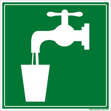 Panneau de signalisation eau potable ISO 7010 - Évacuation et secours - Aluminium 2 mm - 350 x 350 mm (1/5)
