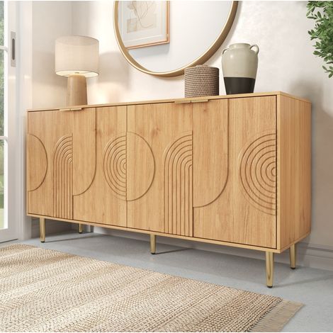 Sideboard 140/40/72 cm in Natur mit 4 Türen und verstellbaren Einlegeböden (1/5)