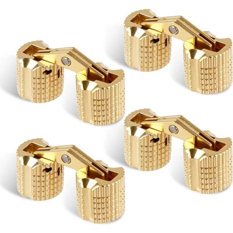 4 Pièces Charnière Invisible Laiton Tonneau 8 mm, Charnière Invisible Cylindrique Ouverture à 180° Angle pour Bricolage Porte (1/5)