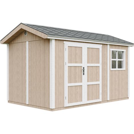 Abri de Jardin Qualité Premium 8,68 m² - H252x250x412 cm - Construction de Panneaux LP Smartside - Avec un sol et des bardeaux bitumineuxs - Timbela M914A-TERRA BROWN (1/5)