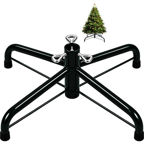 Support en métal pour sapin de Noël artificiel - 60-300 cm - Charge maximale : 50 kg - 40 x 40 cm - Pied en croix - Diamètre du tube : 22 mm - Support pliable avec 3 vis de blocage - Vert foncé (1/5)