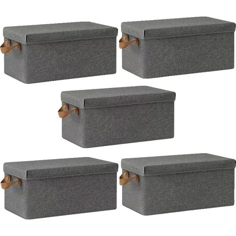 Cajas de almacenamiento, tela resistente, diseño plegable, 5 piezas, L (1/2)