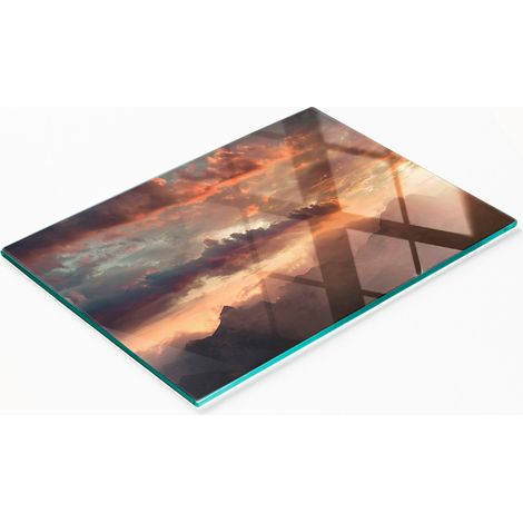 Tagliere e vassoio da portata in vetro Sunset Mountain 80x52 cm (1/5)