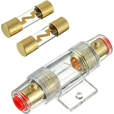 Porte-fusible AGU en ligne doré avec 2 fusibles AGU 50A pour protection audio auto (50A) (1/5)