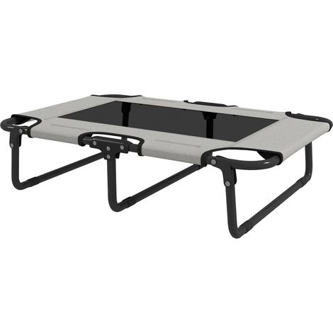 Lit surélevé pliable pour chien, lit extérieur en maille, tissu Oxford gris clair, 75 x 51 x 18 cm (1/5)