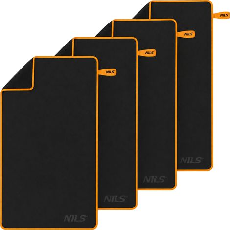 Asciugamano in microfibra, nero-arancione, 180x100 cm, confezione da 4 (1/5)