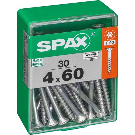 SPAX Lot de 30 vis acier tête autofraisée plate SPAX, Diam.4 mm x L.60 mm (1/4)