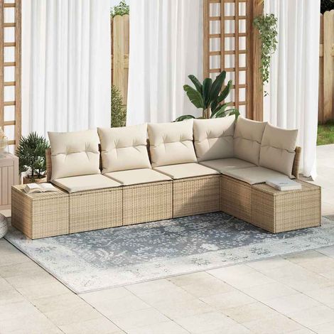 vidaXL Gartensofa-set 5 pcs Beige Poly-Rattan (1/5)