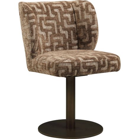 Chaise de salle à manger pivotante marron - marron motif labyrinthe (1/5)