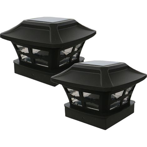 Ensemble de 2 lampes solaires pour poteaux de clôture, éclairage de jardin
