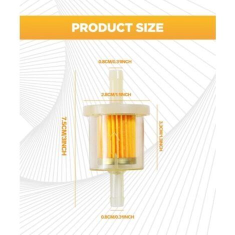 2PCS Filtre Essence Moto,Filtre A Carburant Orange de Haute Qualité,Universel Carburant filtre de 8 mm,Réutilisable Filtres à Carburant,Convient à la Plupart des Motos,Voiture,Scooters (1/4)