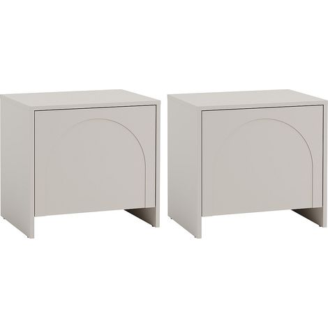 Lot de 2 tables de chevet avec 1 porte - Beige - NALYRA de Maison Céphy (1/5)