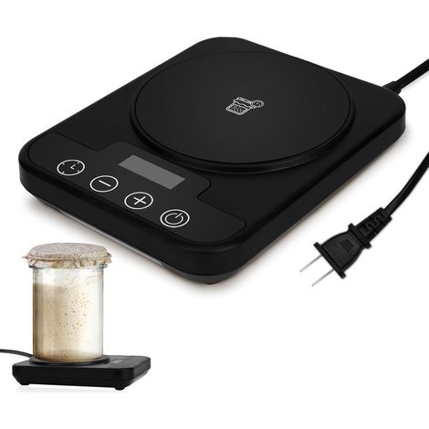 Calentador para fermentador de masa madre, control preciso de temperatura de 1 °F (70-100 °F), placa calefactora para masa madre de cocina, encendido/apagado automático, temporizador de 12 horas: la e (1/5)