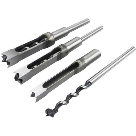 Set di 4 punte quadrate per trapano per la lavorazione del legno, scalpelli per mortase in acciaio, sega a tazza, utensili elettrici per falegnami, diametri: 1/2, 1/4, 5/16 e 3/8 di pollice (1/4)