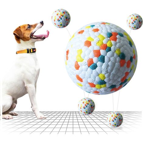 For Dogs , Rubber Dog Ball, Indestructible Dog Ball, Hard Rubber Toy for Chewing, Cleaning Teeth, Playing, Training (1 Yellow Dot) (1/5)