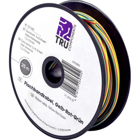 TRU COMPONENTS 1571443 Litze  3 x 0.14 mm² Gelb, Rot, Grün 25 m