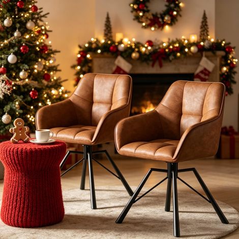 Chaises pivotantes confortables pour salle à manger, fauteuils de cuisine larges à dossier rembourré, lot de 2 sièges robustes pour espace repas. (1/5)