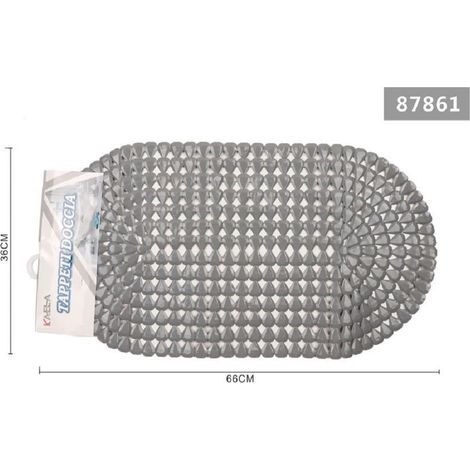 Kaela - Tappeto Antiscivolo Ovale Diamante Grigio Per Vasca Bagno Doccia 36 X 66cm 87861 -