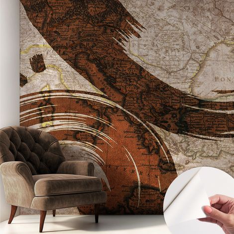 Fotomurale adesivo - murale da parete - Carta da parati autoadesiva - design parete moderno - Mappa artistica 250x250 cm (1/5)