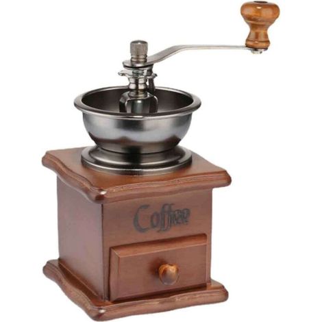 Moulin à café manuel à manivelle, noyau en acier, style rétro, idéal pour la maison et le camping. (1/5)