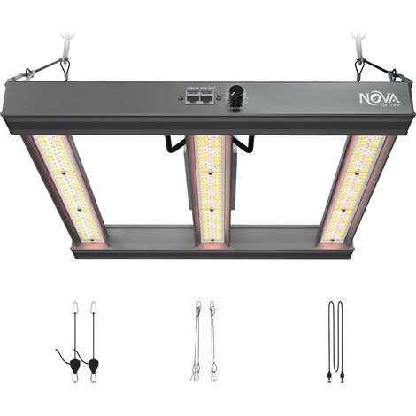 NovaGrove Pflanzenlampe LED Vollspektrum IR, 150W Grow Lampe für Growbox 60x60cm, Grow Light mit Dimmbar & Daisy Chain, PR15