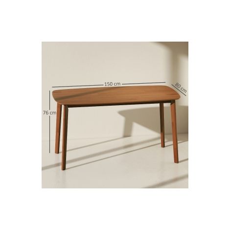 Table à manger marron en bois 150 x 80 cm style campagne avec surface laquée pour salle à manger, cuisine et salon (1/5)