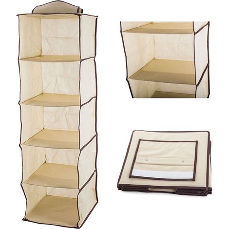 Organisateur de placard suspendu, 5 étagères, gain de place, rangement pour vêtements et chaussures (1/3)