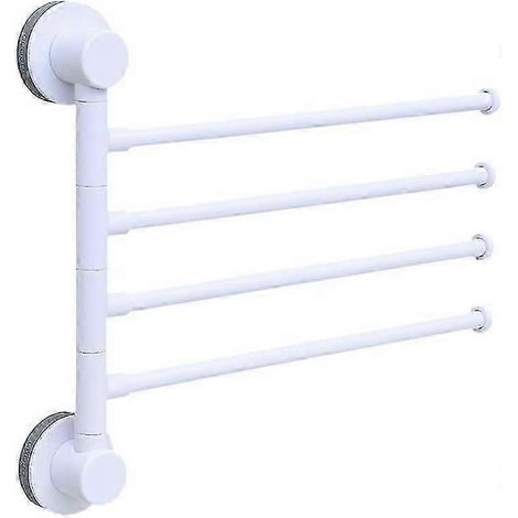 Porte-serviettes mural rotatif à quatre bras pliables, sèche-serviettes pivotant à 180°, compatible avec une utilisation dans la salle de bain et la cuisine, gris. (1/5)