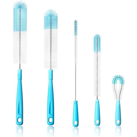 Brosse À Bouteille - Set De 5 Pièces Sans BPA - Pour Bouteilles Verres Et Mugs - Flexible Et Non Rayante - 5 Unités (1/5)