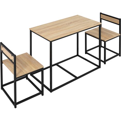 Tavolo da pranzo con 2 sedie, 3 pezzi effetto rovere chiaro (1/5)