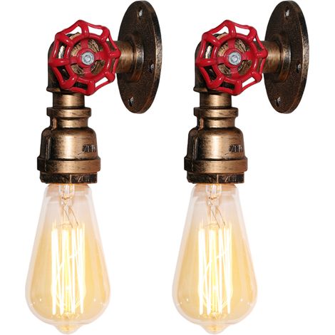 2X Tubo De Agua Creativo Lámpara De Pared Apliques De Pared Metal De Hierro Lámpara De Pared Clásica Antigua Óxido Para Office Luminaria Decorativa