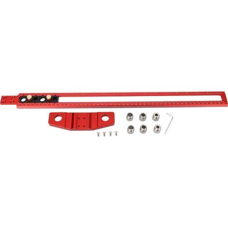 Bohrpositionierungslineal, quadratisches T-Lineal für die Holzbearbeitung, Aluminiumlegierung, 50 cm metrische Skala in Zoll, mit Bohrhülsen (1/5)